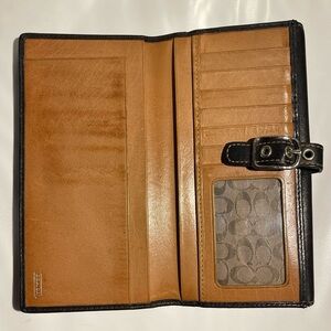 Vintage COACH Black Leather Bifold Envelope Wallet Clutch